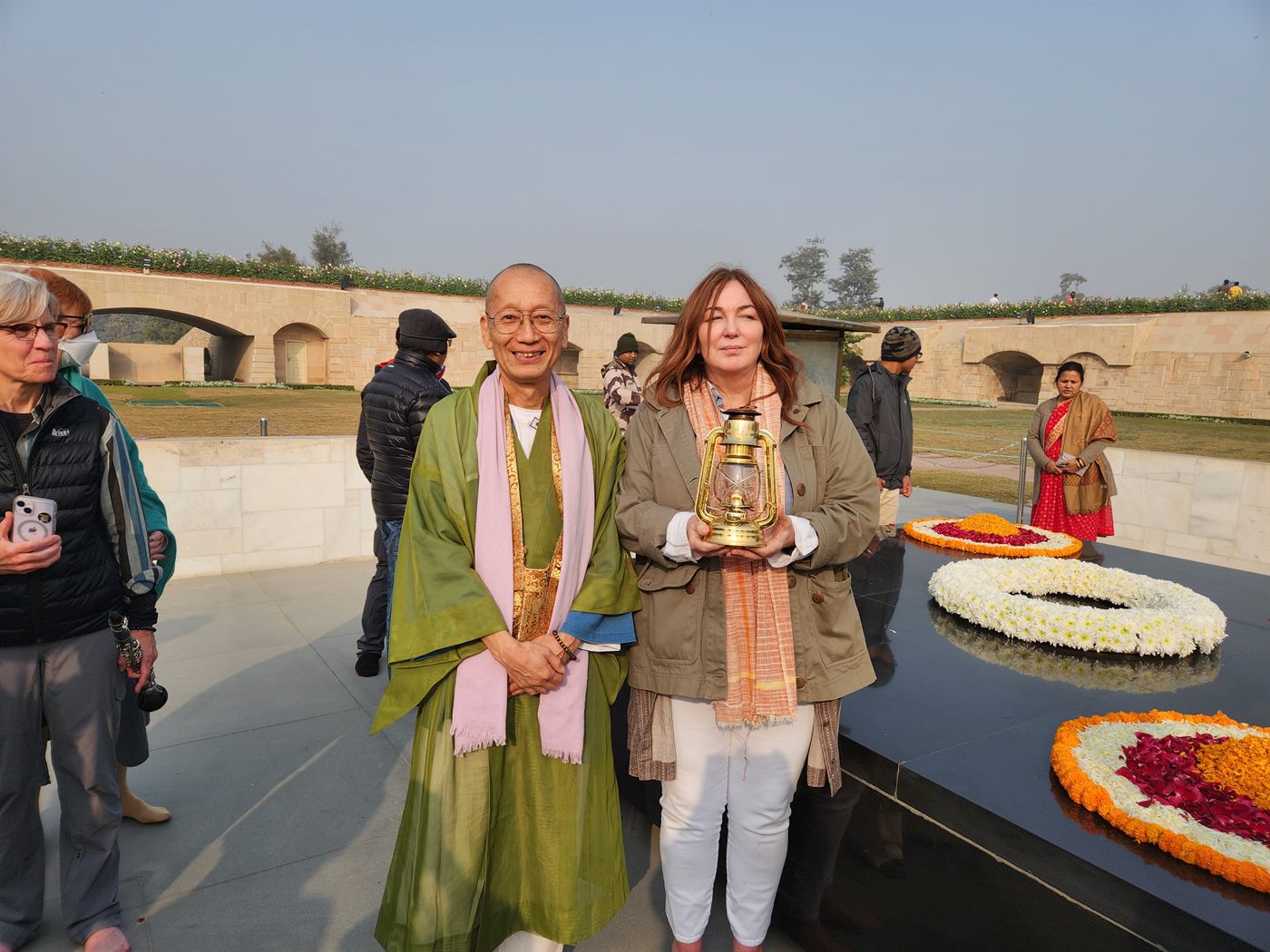 The Flame of Hope lantern at Raj Ghat, Mahatma Gandhi&rsquo;s memorial in New Delhi